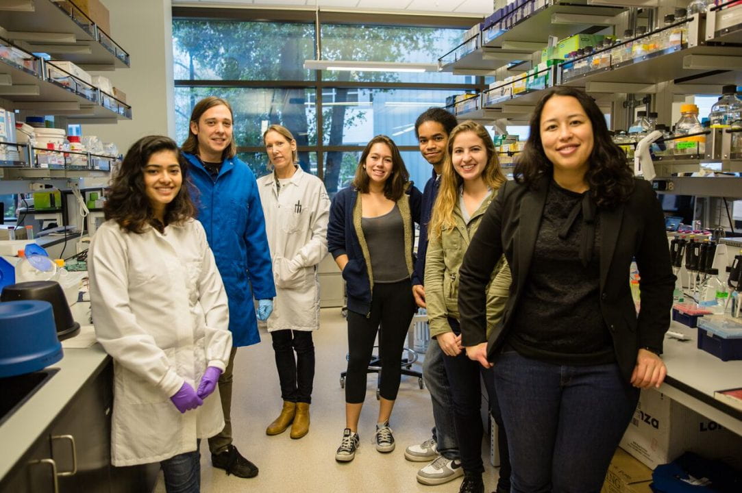 Members of Brooks Lab UCSC pose in the lab setting