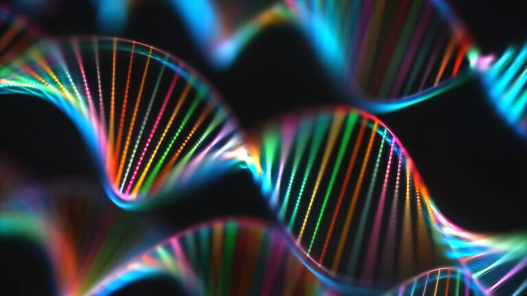 Colorful double helix dna structure