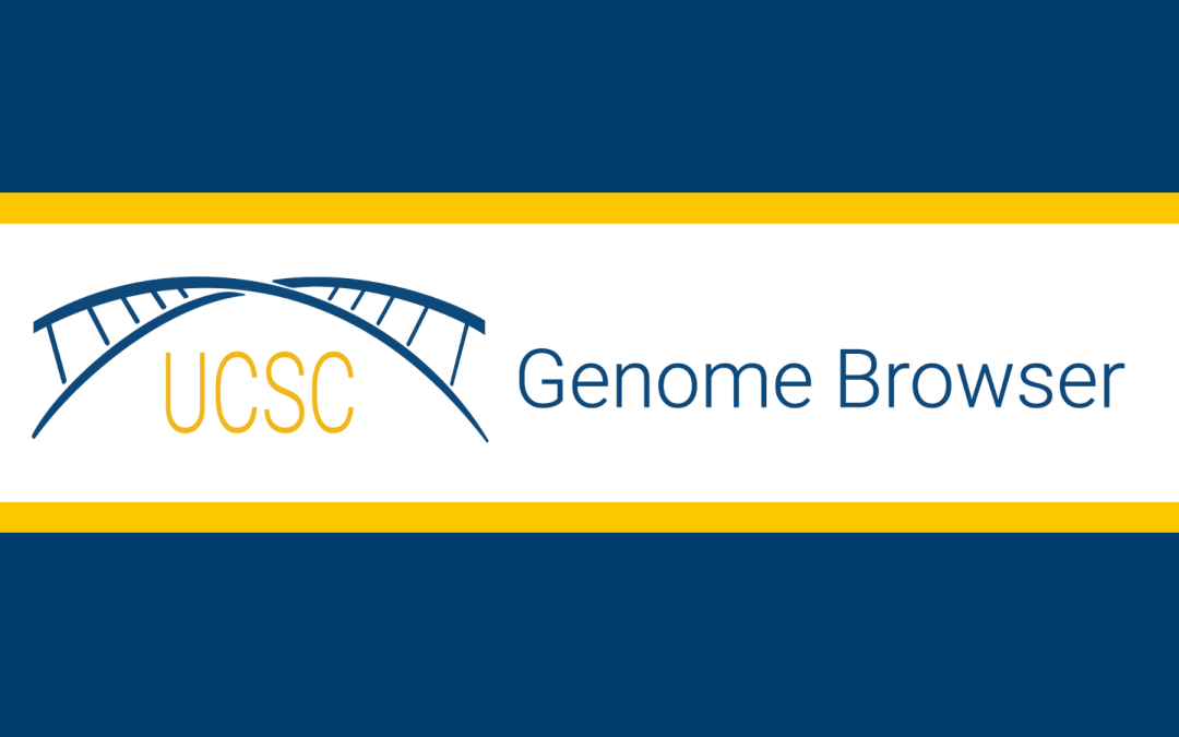 UCSC Genome Browser text with an arching DNA illustration over it.